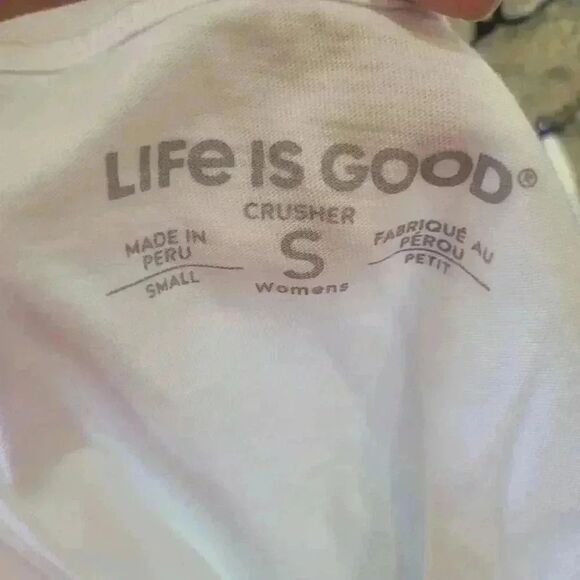 Life is Good Women's White Cotton "Happy Hour" V-Neck Short Sleeve T-Shirt - Picture 3 of 7